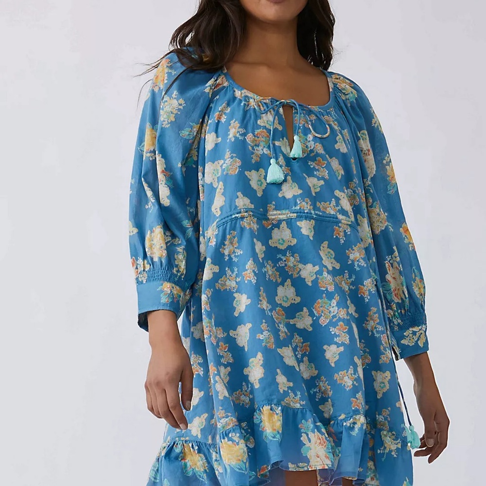 Free People Camella Mini Dress Blue Combo size XS
